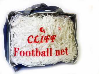 Сетка футбольная CLIFF NEW, 5,5*2,5*1,2м, толщина нити 2мм, ячейка 13*13см, PE, белая